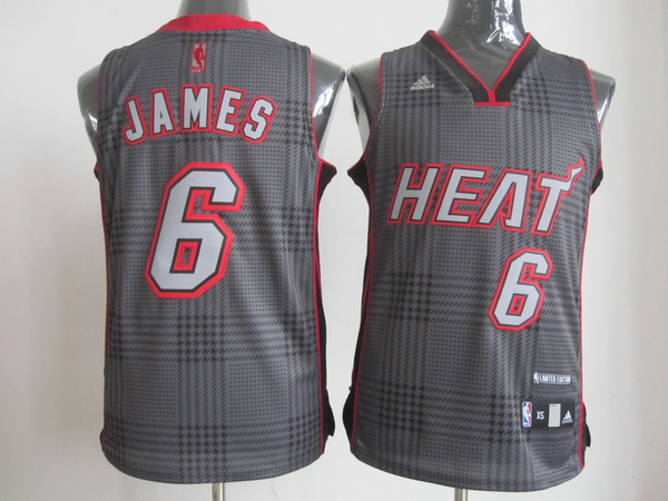  NBA Miami Heat 6 LeBron James Swingman Black Black Square Jersey